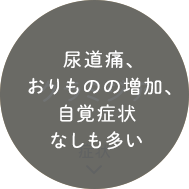のどの痛み、尿道痛、睾丸の腫れなど