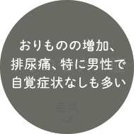 女性は泡状のおりもの、におい。男性は症状なし