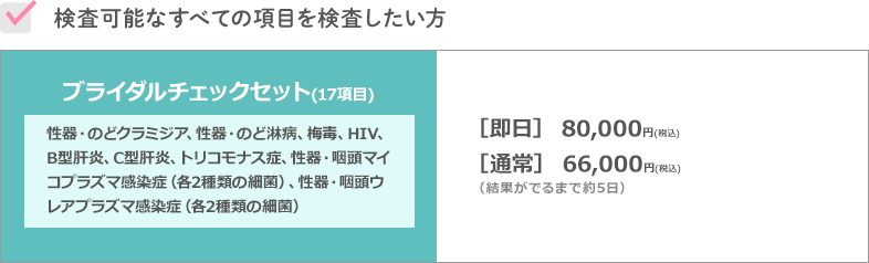 ブライダルチェックセット（13項目）